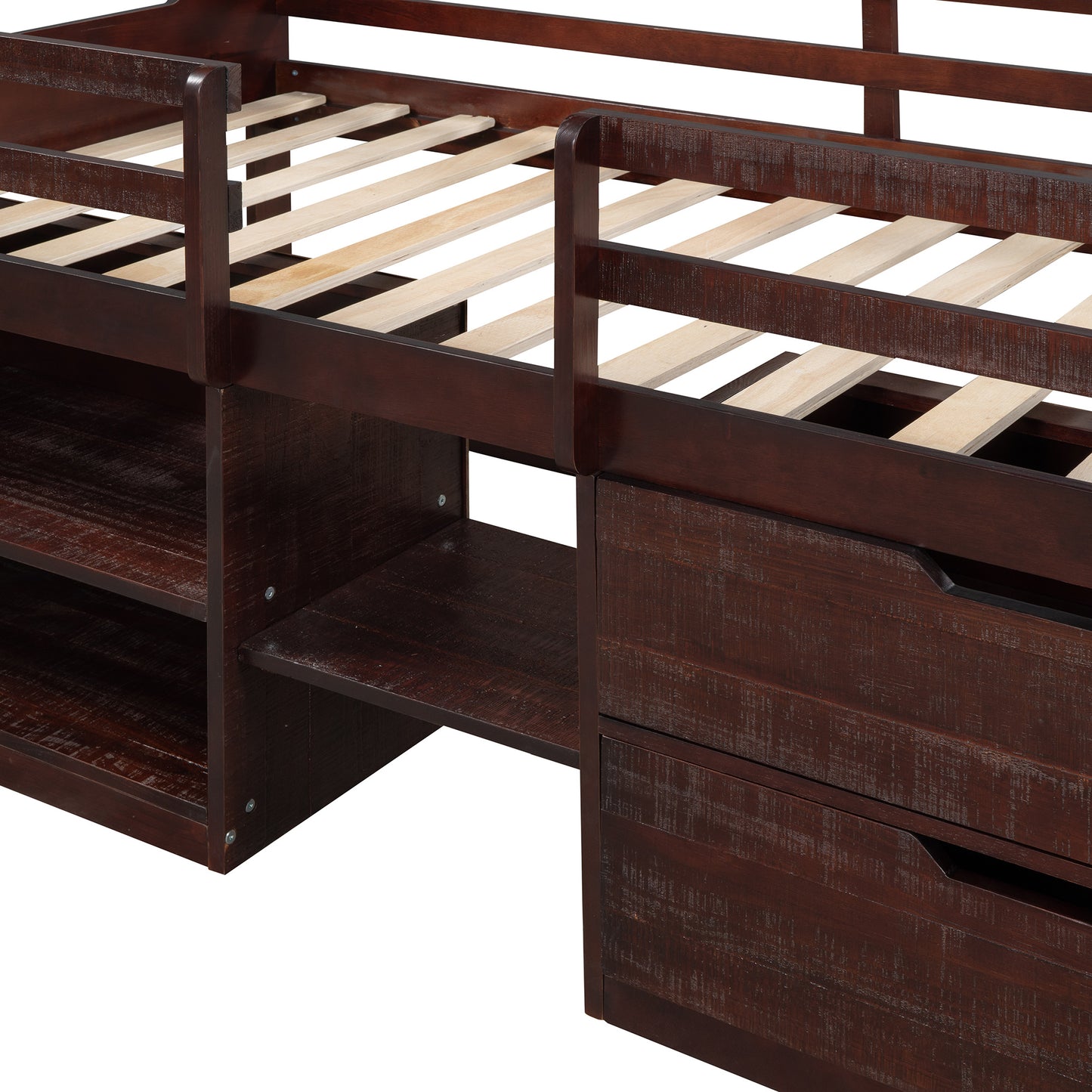 Twin size Loft Bed w/Two Shelves & Two drawers