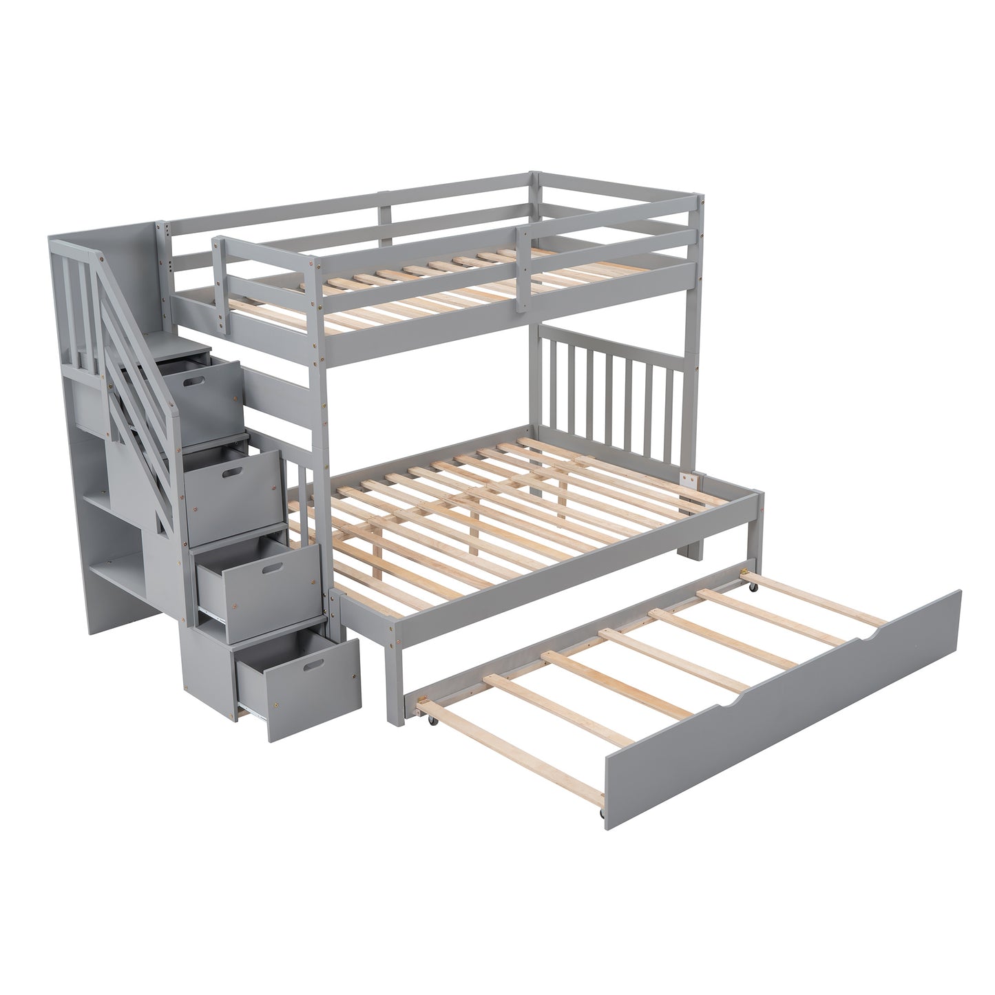 Twin over Twin/Full Bunk Bed w/Twin Size Trundle