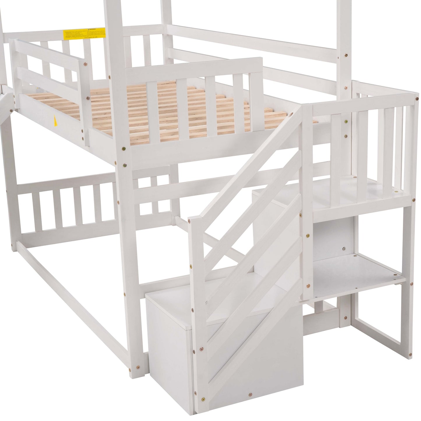 Twin over Twin Bunk Bed with Convertible Slide & Storage Staircase