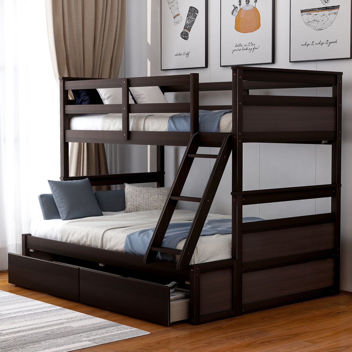 Twin over Full Bunk Bed w/Storage