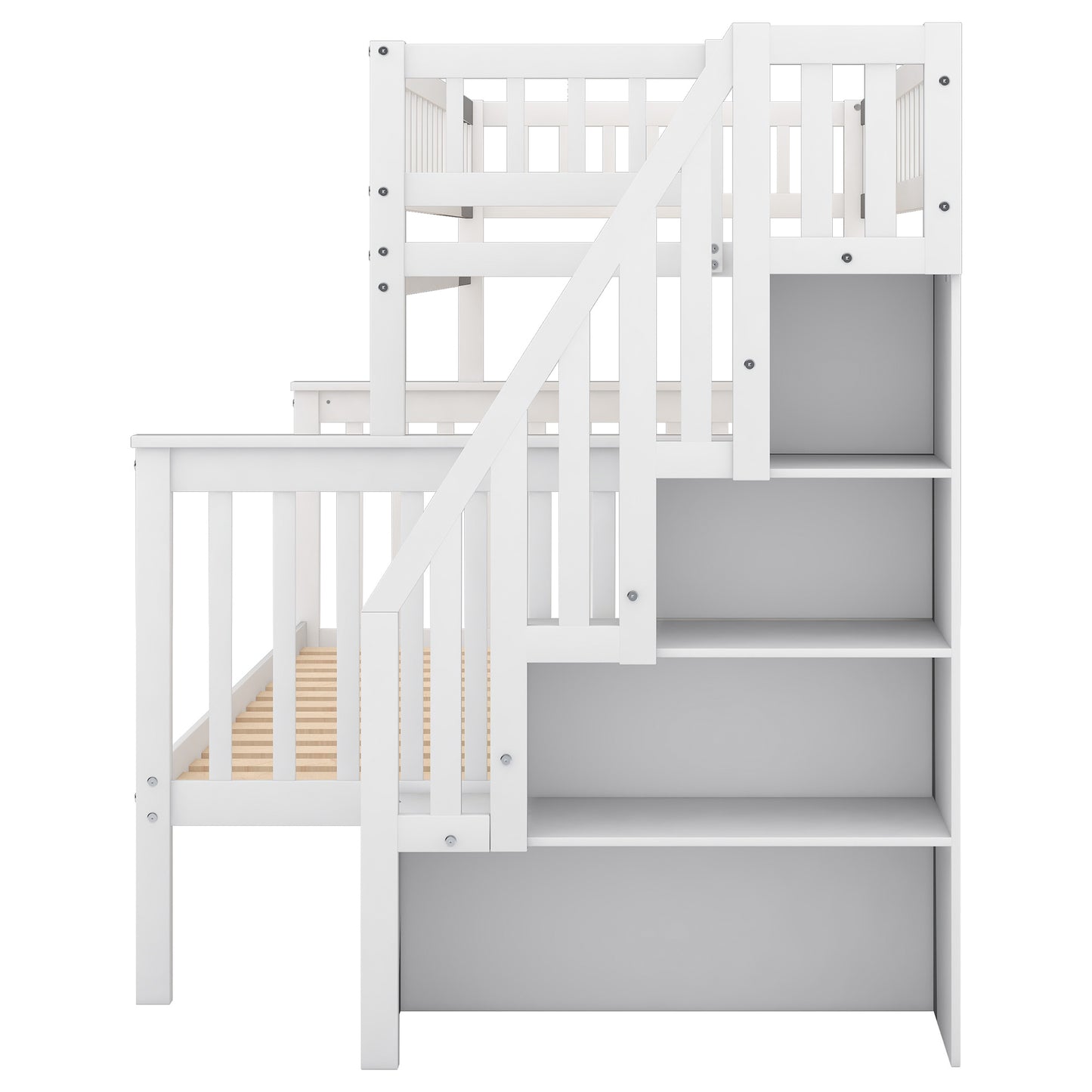 Twin over Full Stairway Bunk Bed w/Storage