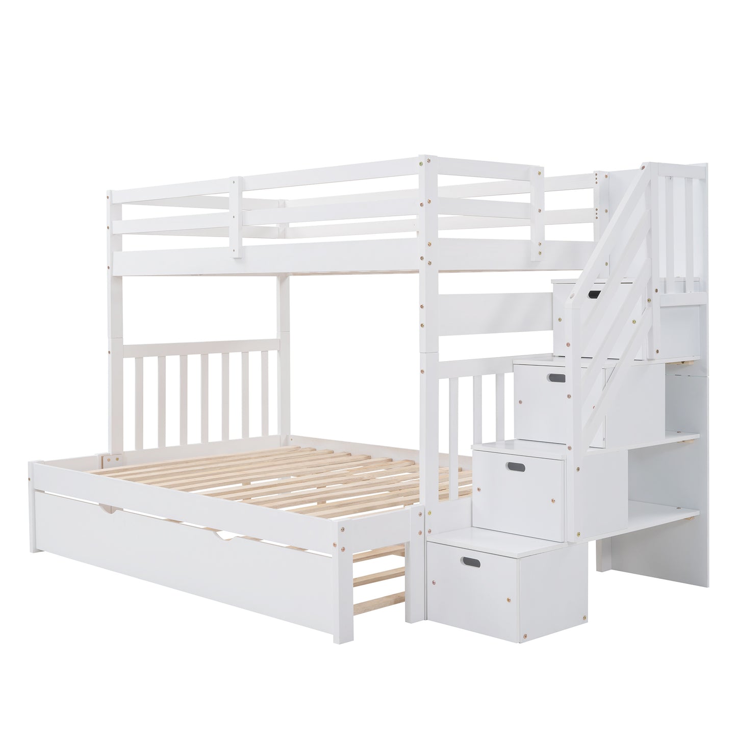 Twin over Twin/Full Bunk Bed w/Twin Size Trundle