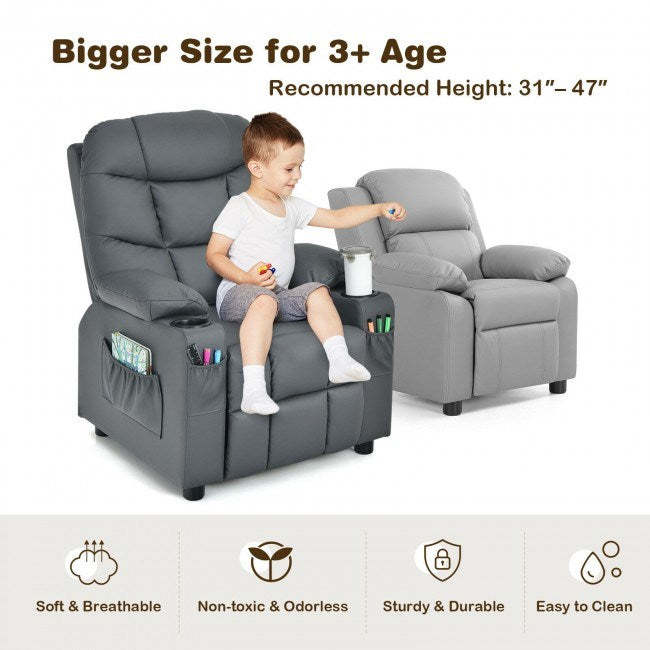 Kids Recliner w/ Cup Holders and Side Pockets