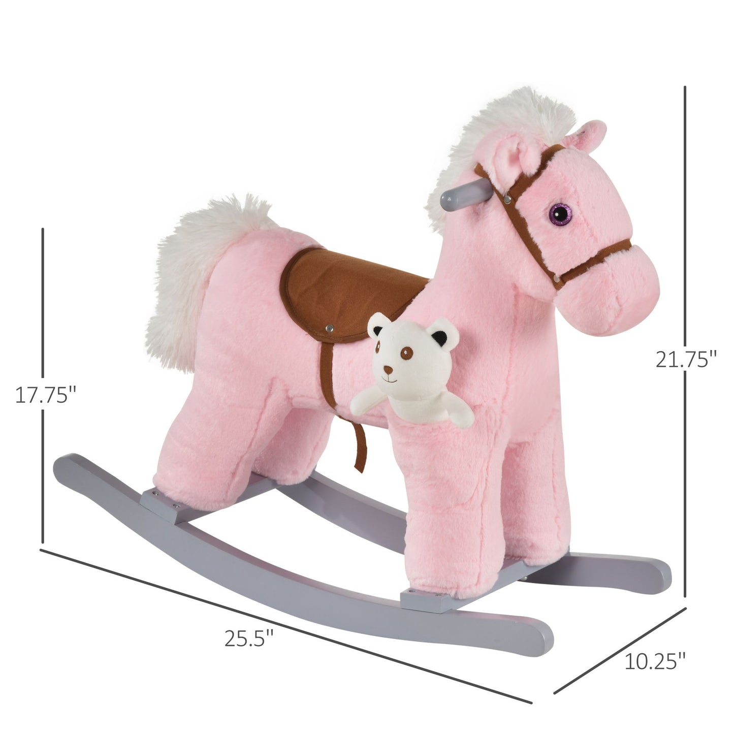 Plush Ride-On Rocking Horse w/ Bear