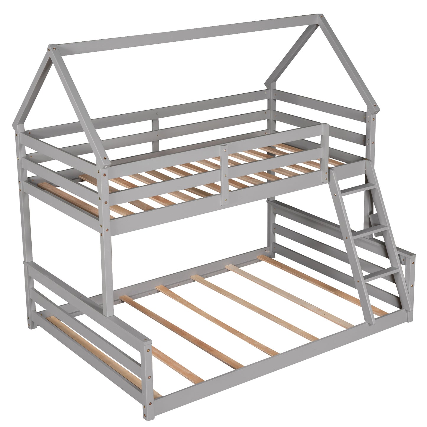 Twin over Full House Bunk Bed w/Built-in Ladder