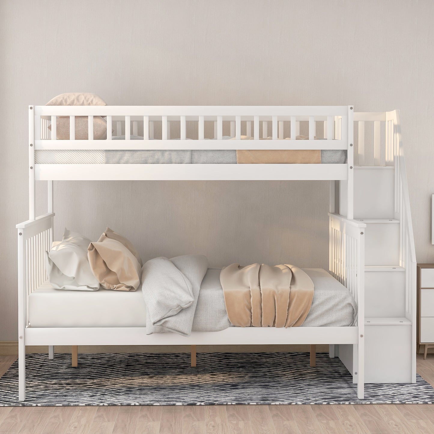 Twin over Full Stairway Bunk Bed w/Storage