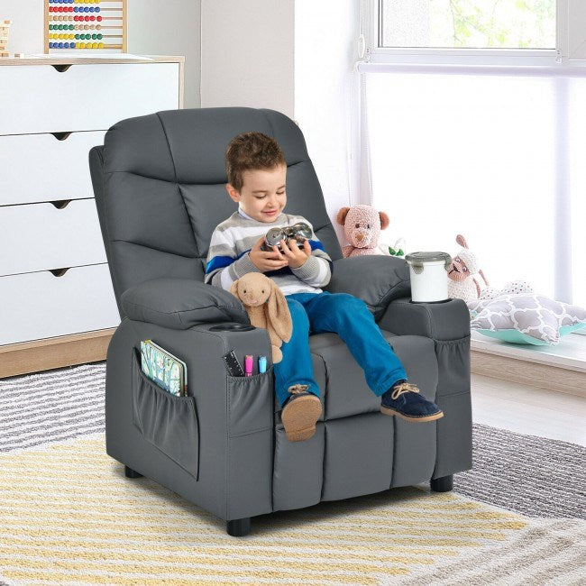 Kids Recliner w/ Cup Holders and Side Pockets