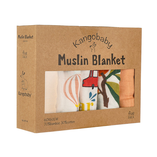 5 Pack Muslin Blanket Set