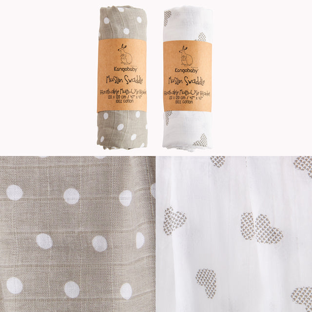 Kangobaby  All Season Muslin Swaddle Blanket (1-2 Pcs)