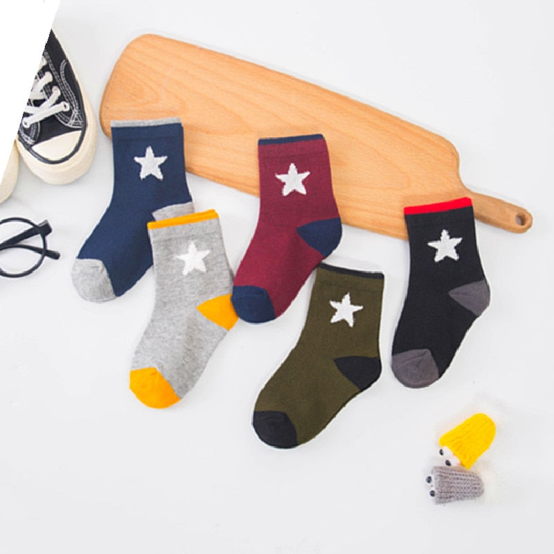 5Pairs 0-6Y Kids Pure Cotton Socks