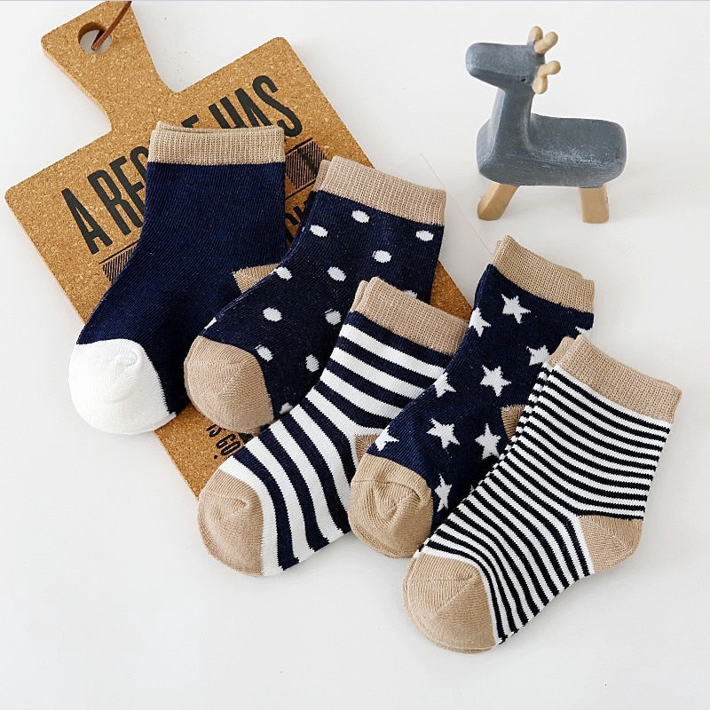 5Pairs 0-6Y Kids Pure Cotton Socks