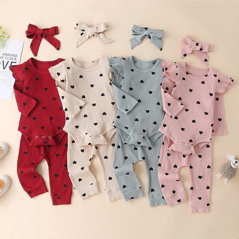 0-24M  Infant Ruffle T-Shirt Romper Set