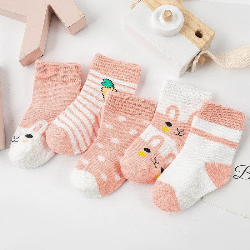 5Pairs 0-6Y Kids Pure Cotton Socks