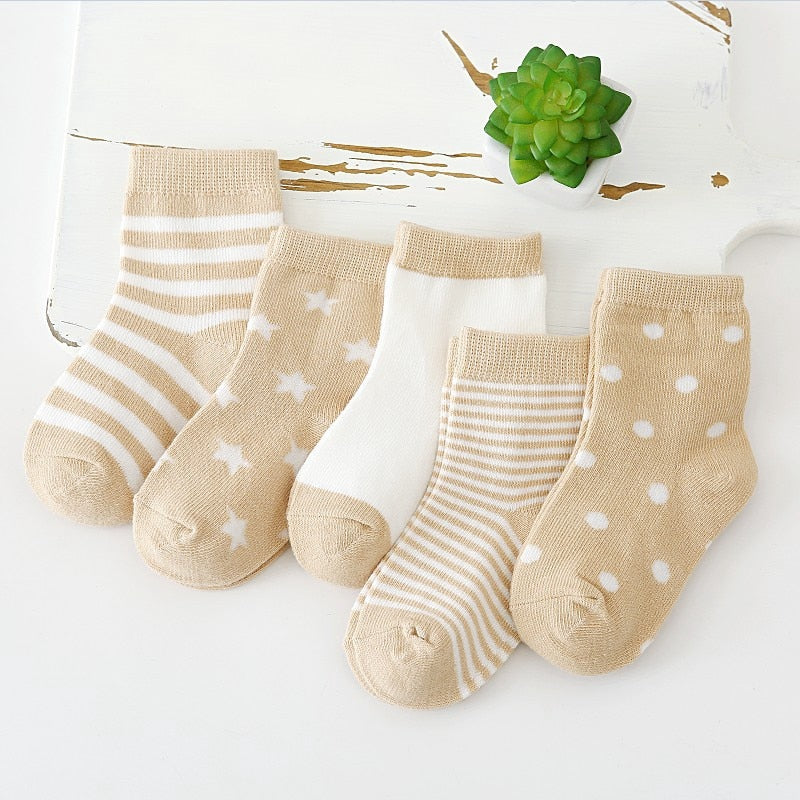 5Pairs 0-6Y Kids Pure Cotton Socks