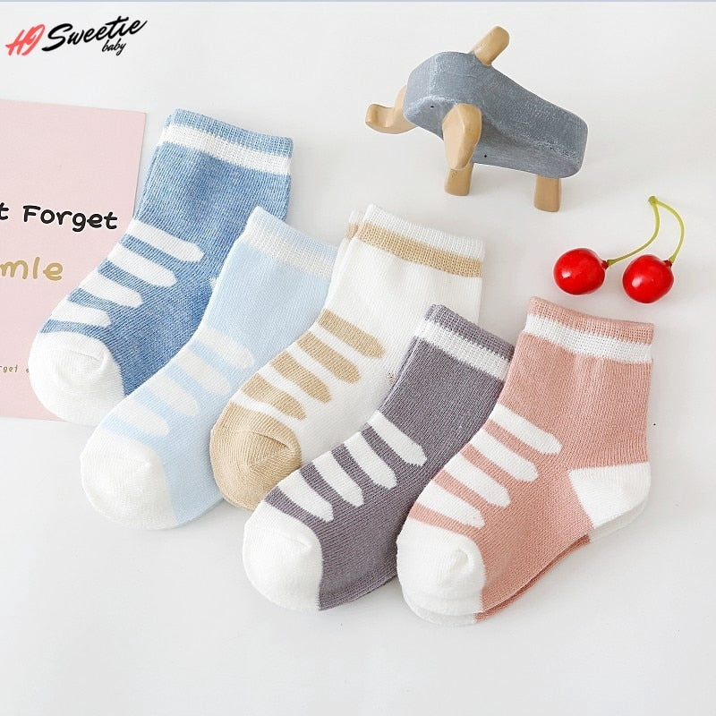 5Pairs 0-6Y Kids Pure Cotton Socks