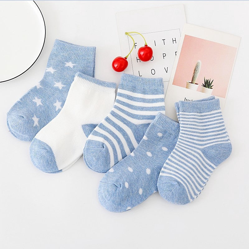 5Pairs 0-6Y Kids Pure Cotton Socks