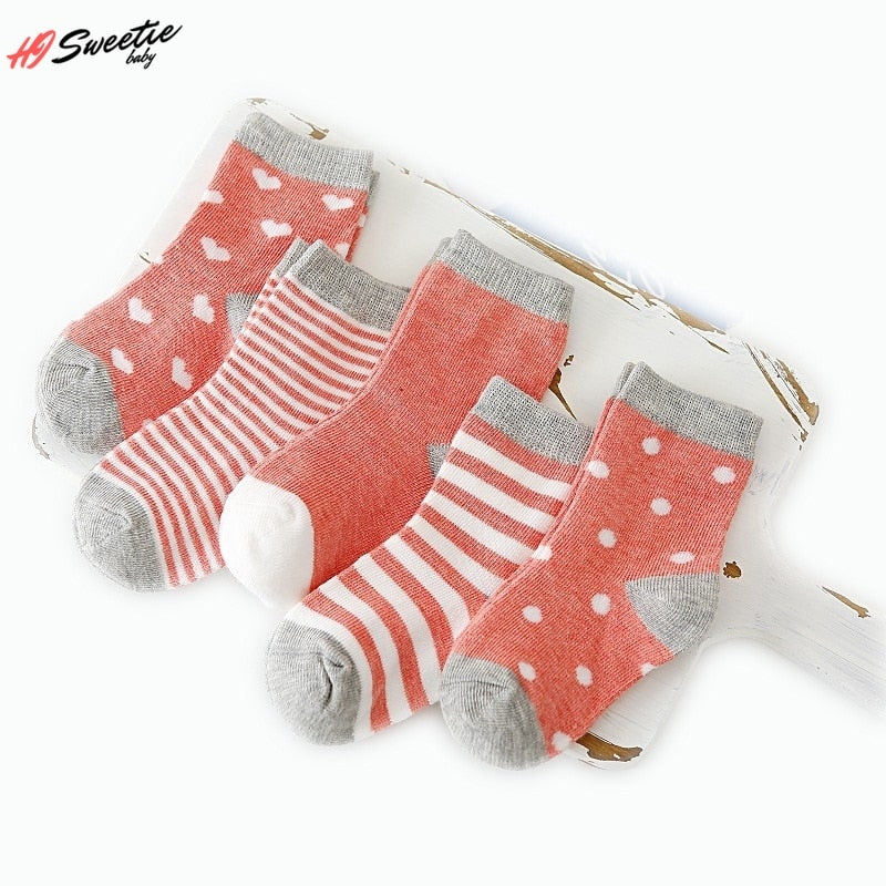 5Pairs 0-6Y Kids Pure Cotton Socks