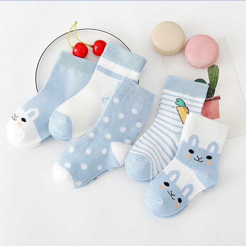 5Pairs 0-6Y Kids Pure Cotton Socks