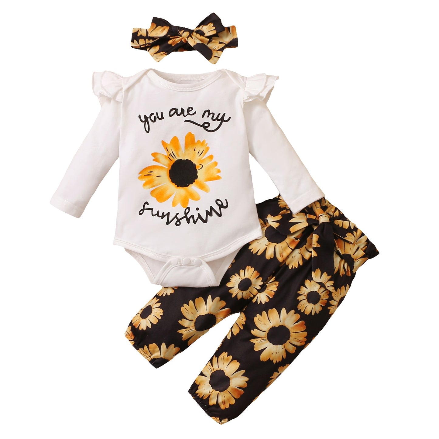 0-24M  Infant Ruffle T-Shirt Romper Set