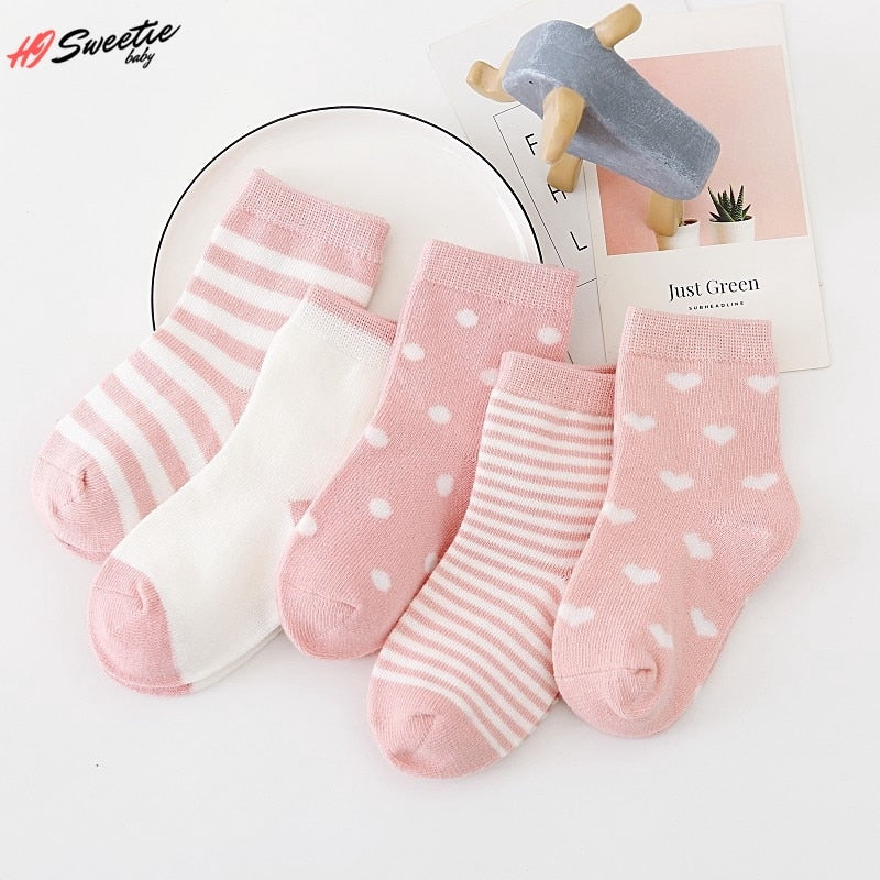 5Pairs 0-6Y Kids Pure Cotton Socks