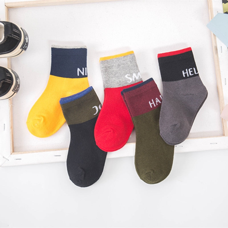 5Pairs 0-6Y Kids Pure Cotton Socks