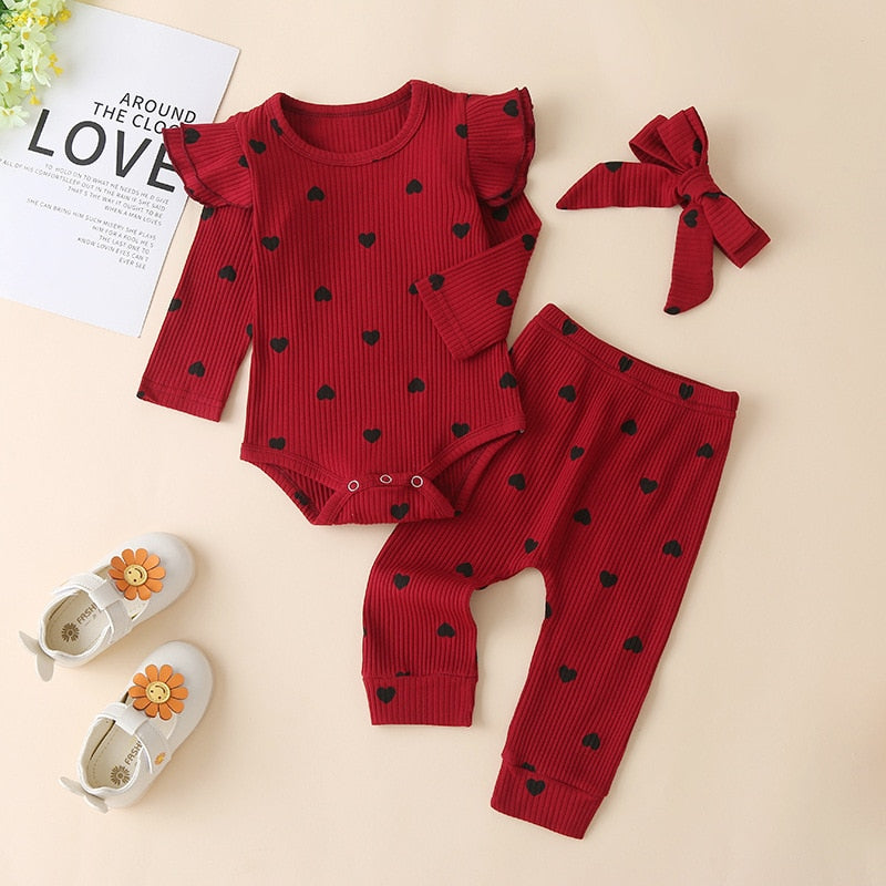 0-24M  Infant Ruffle T-Shirt Romper Set