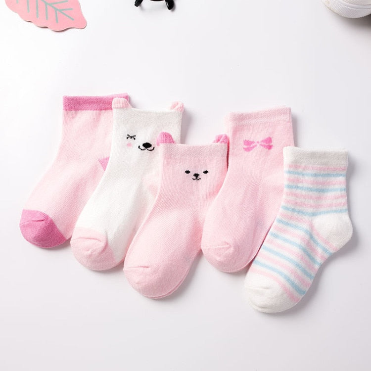 5Pairs 0-6Y Kids Pure Cotton Socks