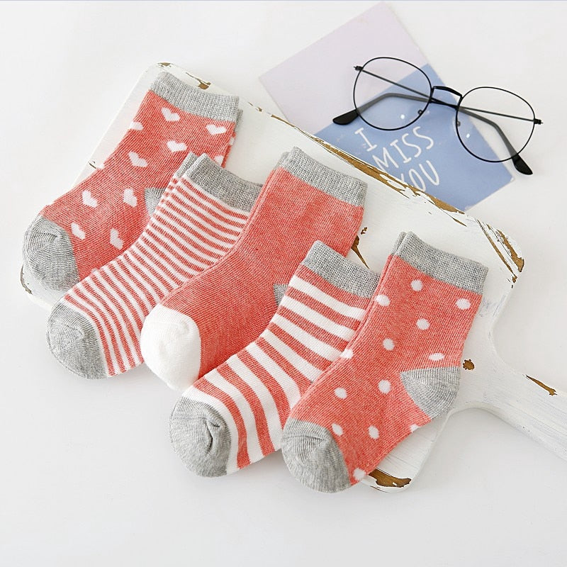 5Pairs 0-6Y Kids Pure Cotton Socks