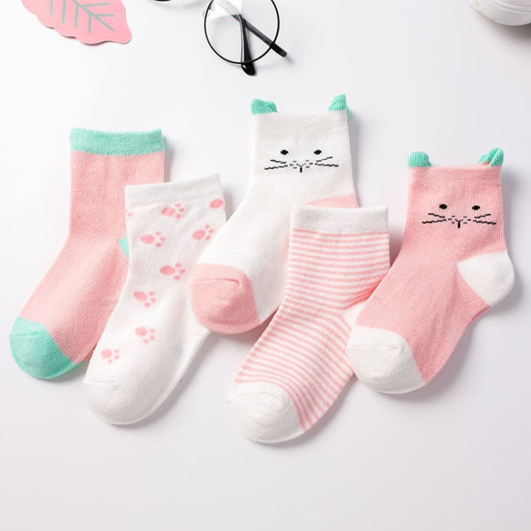 5Pairs 0-6Y Kids Pure Cotton Socks