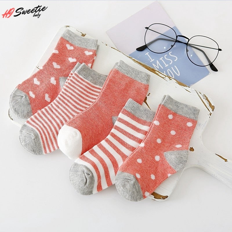 5Pairs 0-6Y Kids Pure Cotton Socks