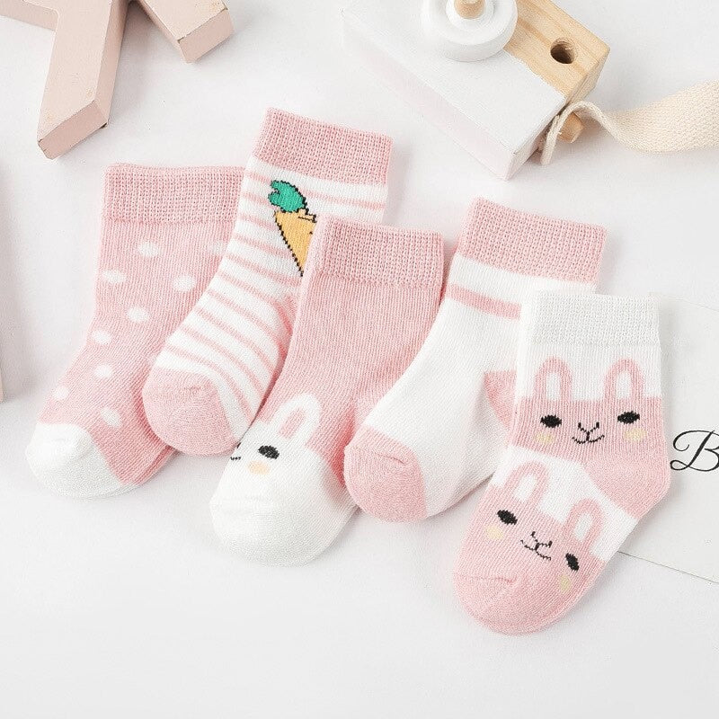 5Pairs 0-6Y Kids Pure Cotton Socks