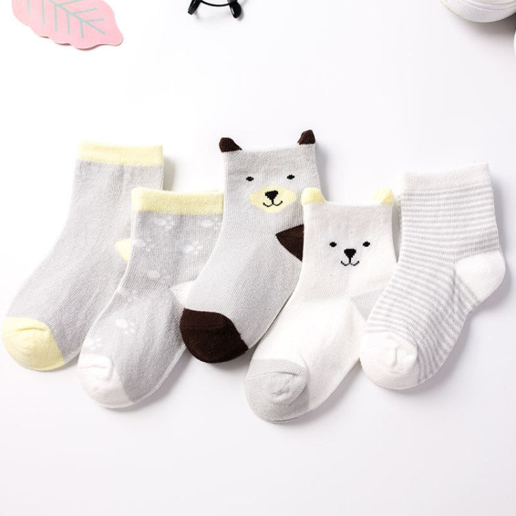 5Pairs 0-6Y Kids Pure Cotton Socks