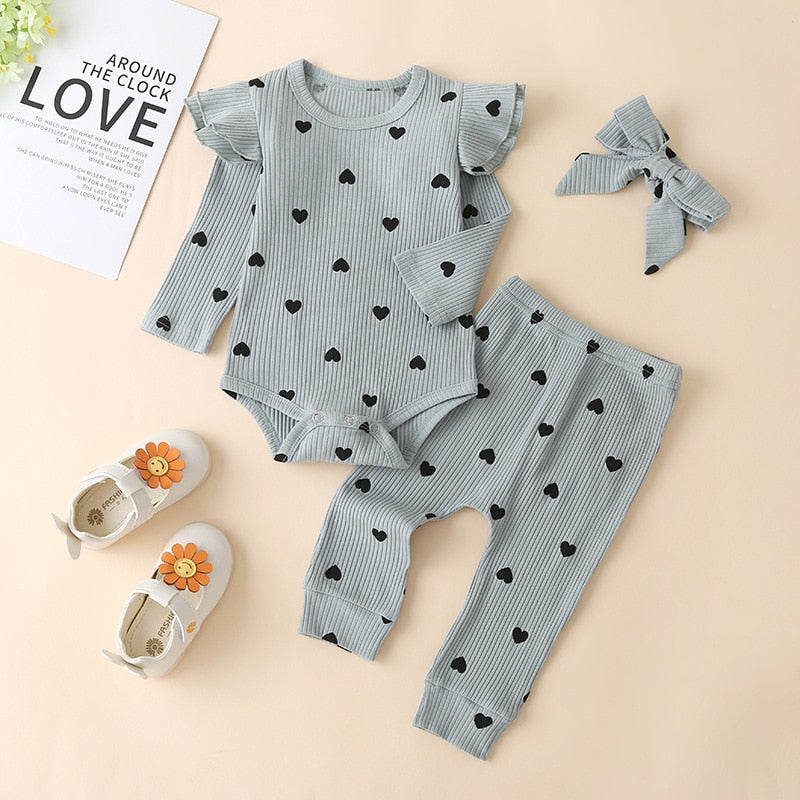 0-24M  Infant Ruffle T-Shirt Romper Set