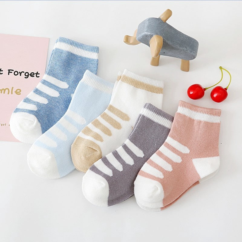 5Pairs 0-6Y Kids Pure Cotton Socks