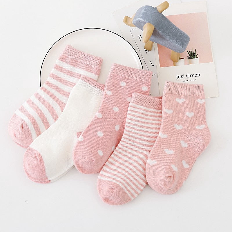 5Pairs 0-6Y Kids Pure Cotton Socks