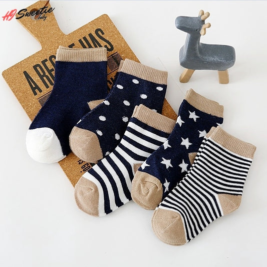 5Pairs 0-6Y Kids Pure Cotton Socks