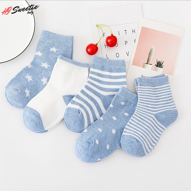 5Pairs 0-6Y Kids Pure Cotton Socks