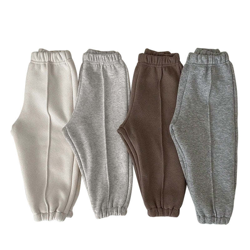 Solid Color Loose Fleece Thickened Warm Sweatpants