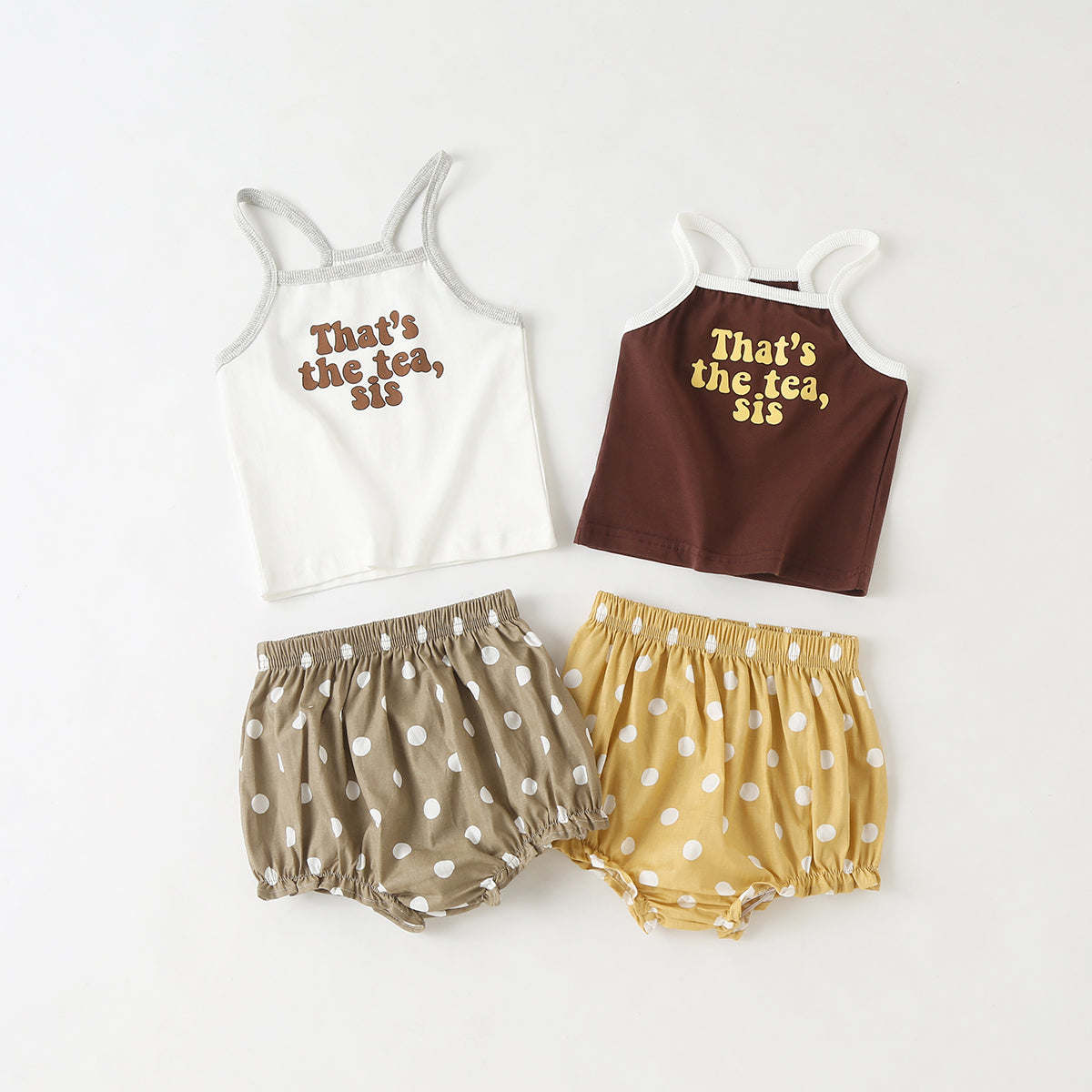 Sling Tops & Polka Dot Graphic Triangle Shorts 1 Pieces Set