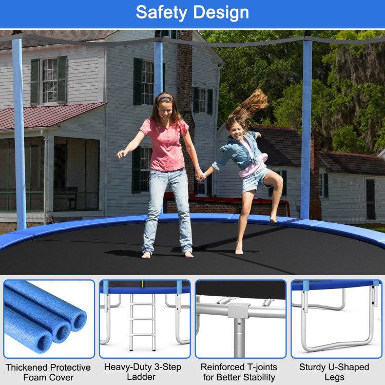 Outdoor Trampoline with Safety Closure Net