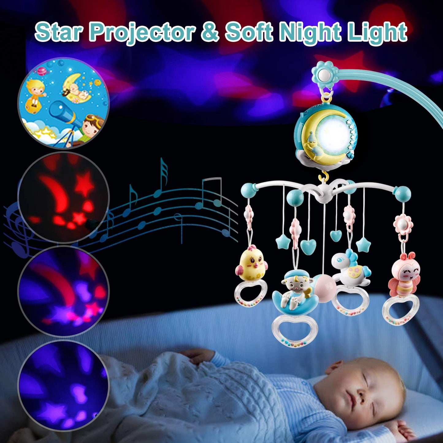 Musical Rotating Crib Mobile w/ Star Projection