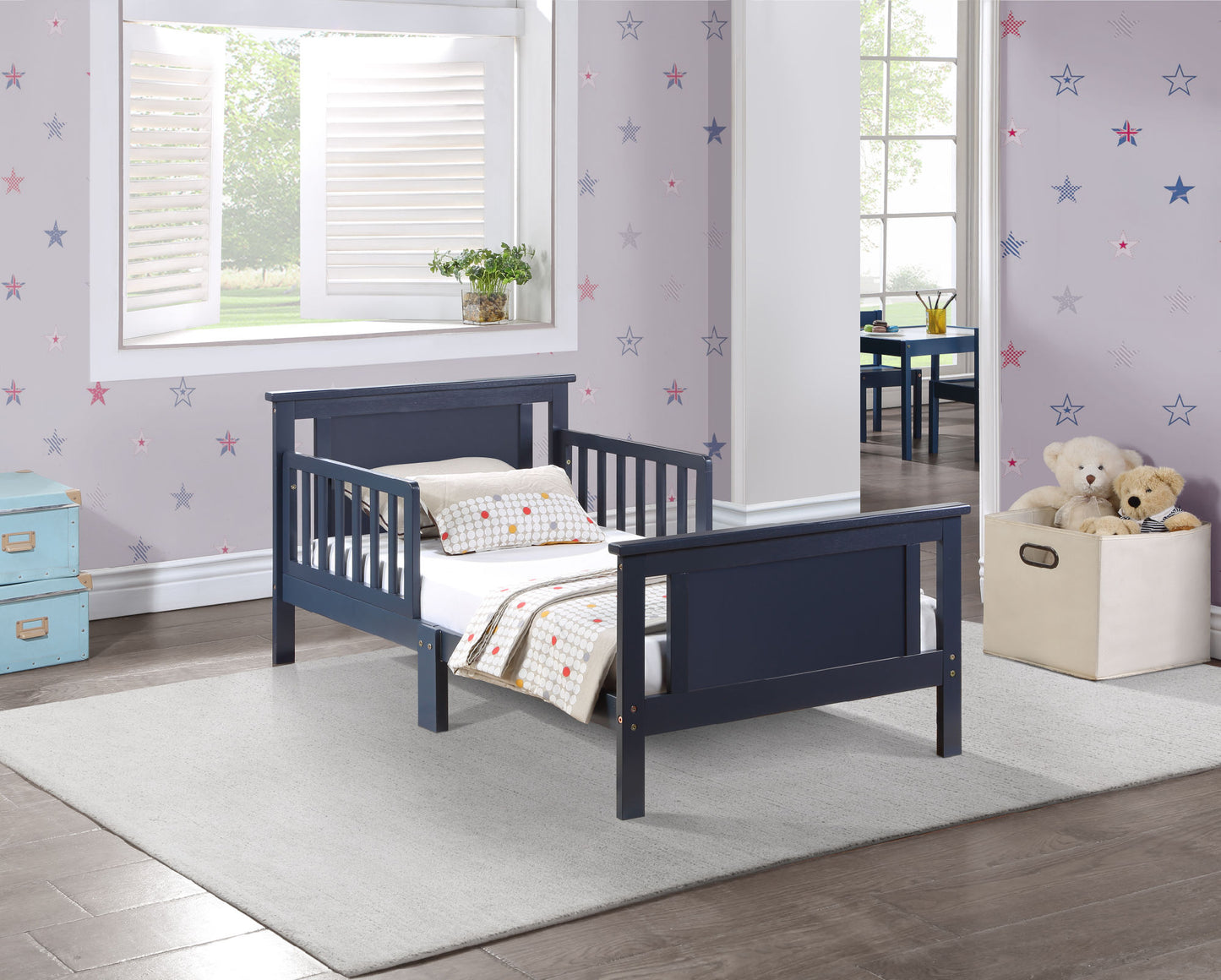 Connelly Reversible Panel Toddler Bed (Midnight Blue/Vintage Walnut)