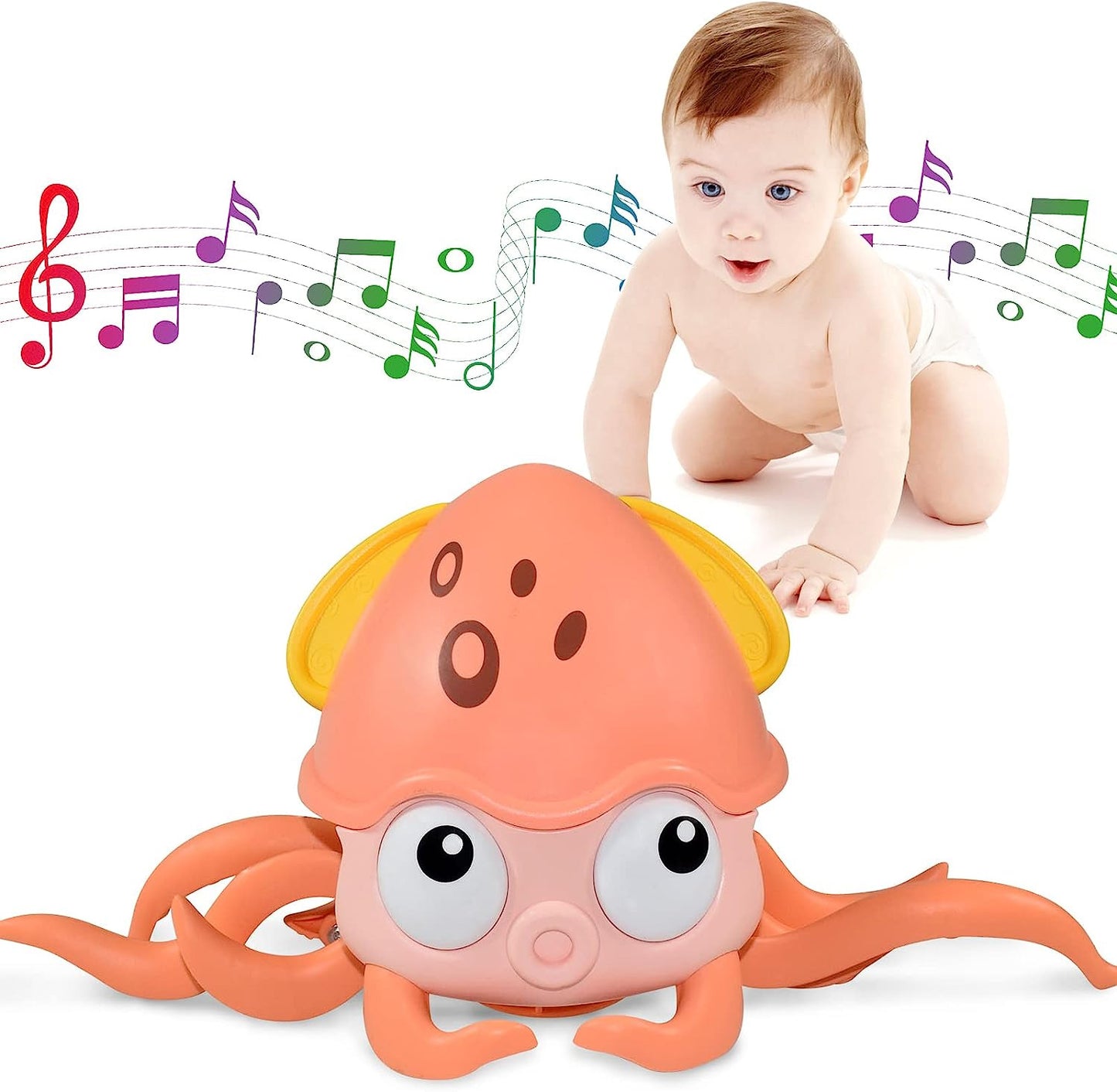 Rechargeable Baby Crawling Octopus Toy with Music LED Lighting