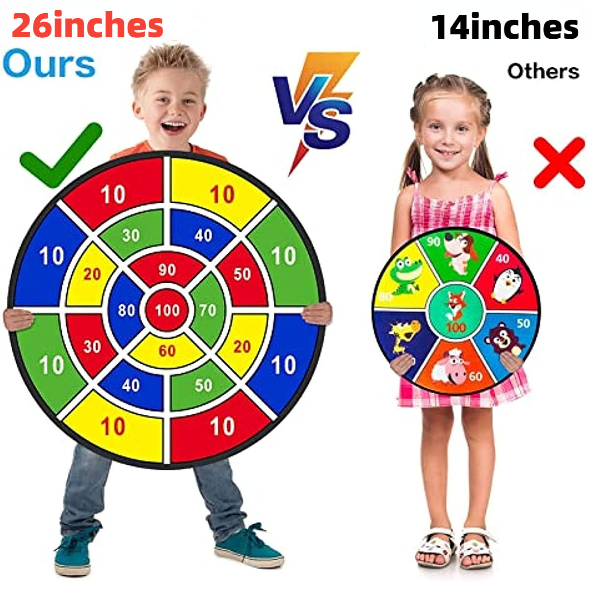 26 Inch Kids Dart Board With 8 Sticky Balls