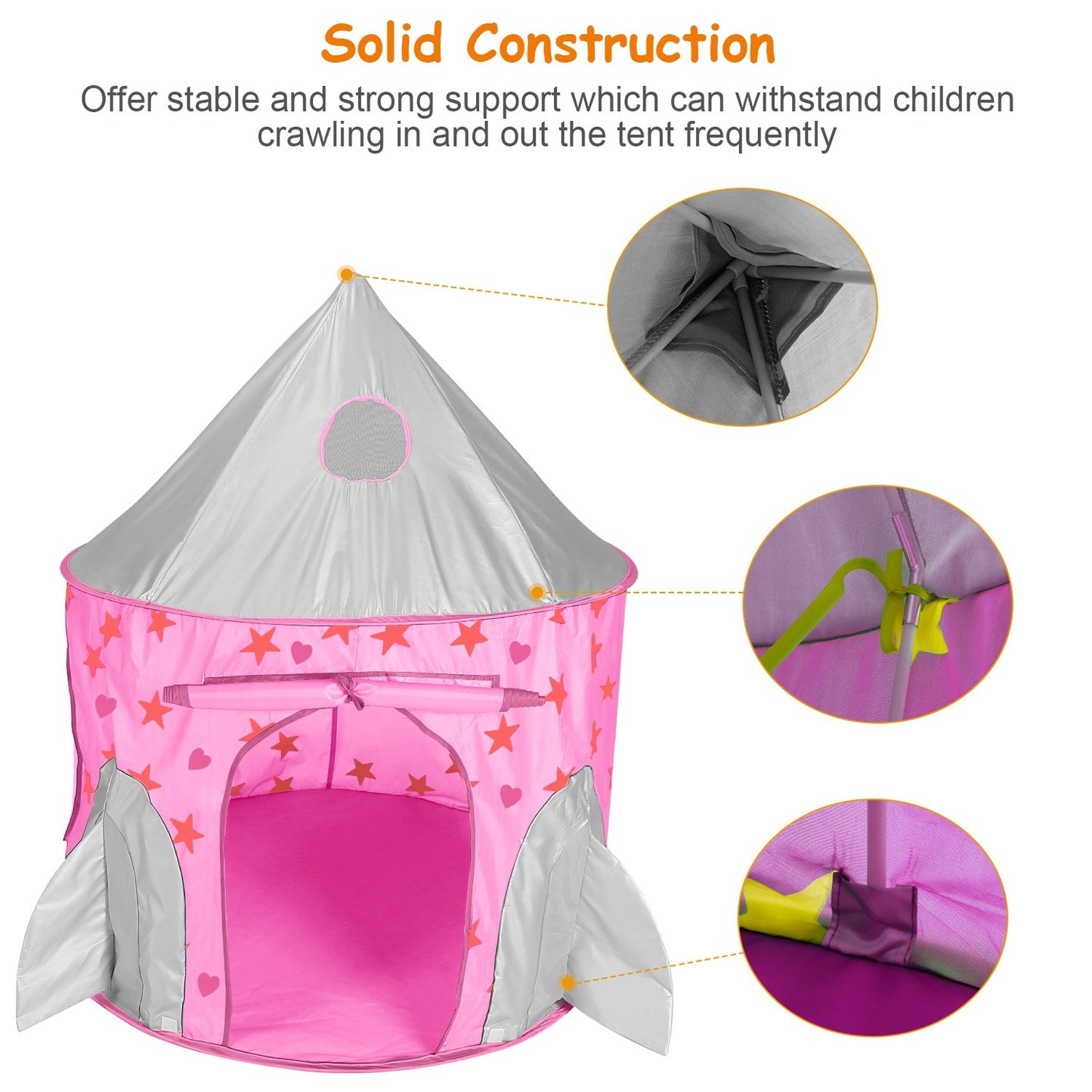 3 In 1 Foldable Children Play House Pop-up Kids Tent w/ Ball Pit & Storage Bag