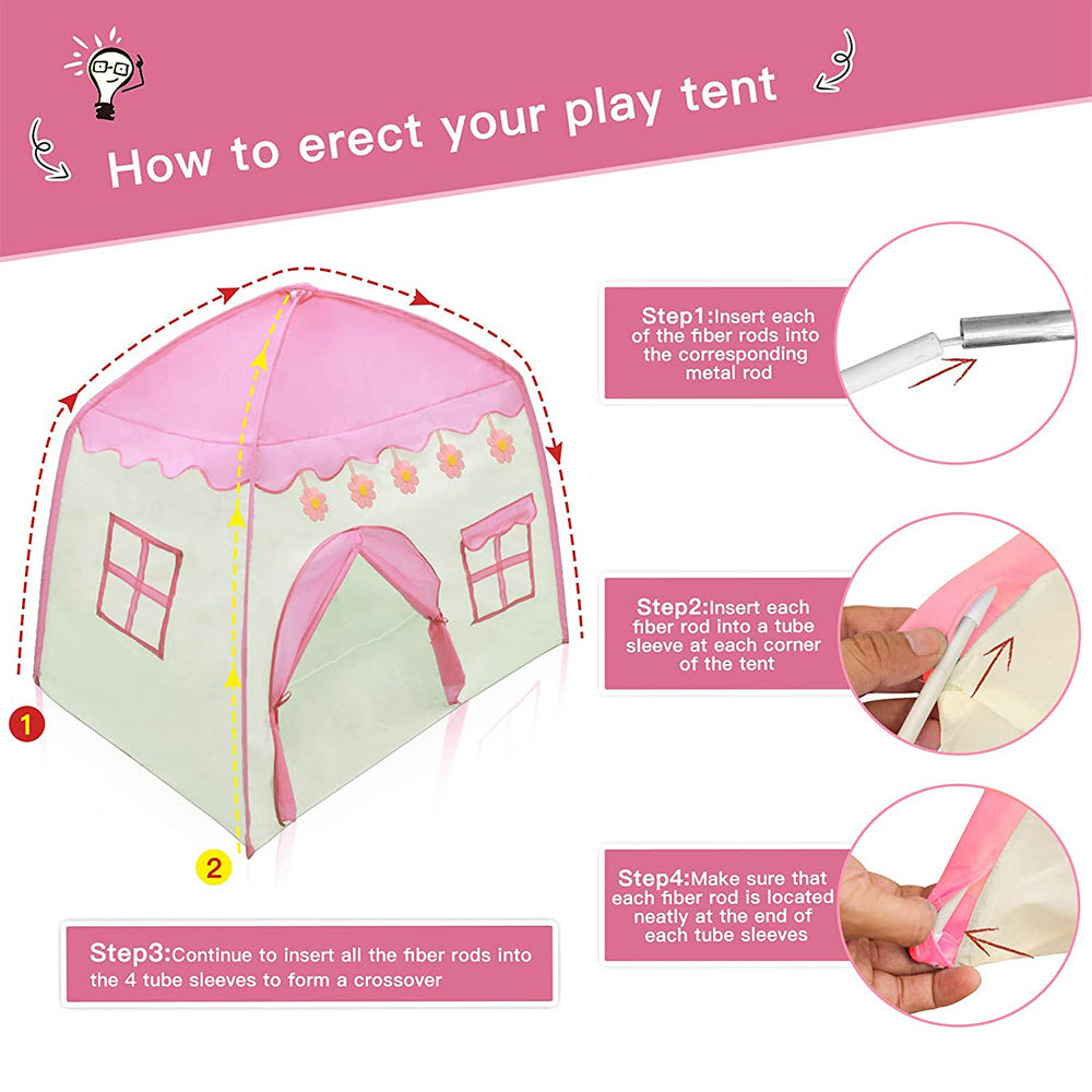 Kids Pink Castle Princess Playhouse Tent