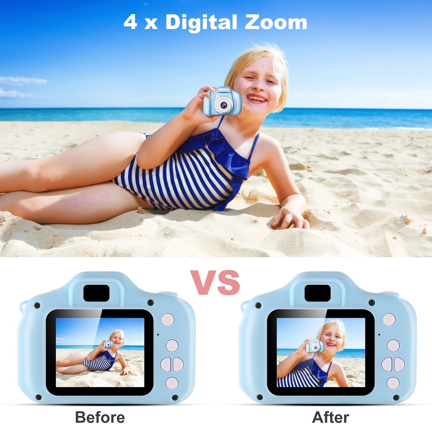 Kids Digital Camera w/ 2.0' Screen 12MP 1080P FHD Video Camera 4X Digital Zoom