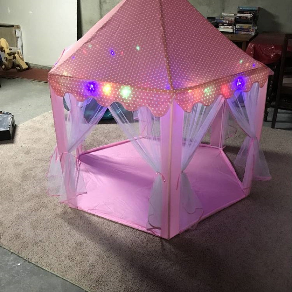 Outdoor/ Indoor Portable Folding Princess Castle Tent (LED Star Lights)