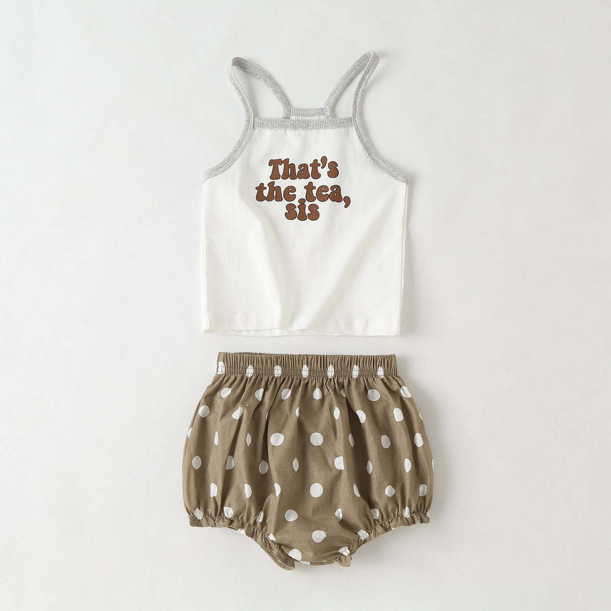 Sling Tops & Polka Dot Graphic Triangle Shorts 1 Pieces Set