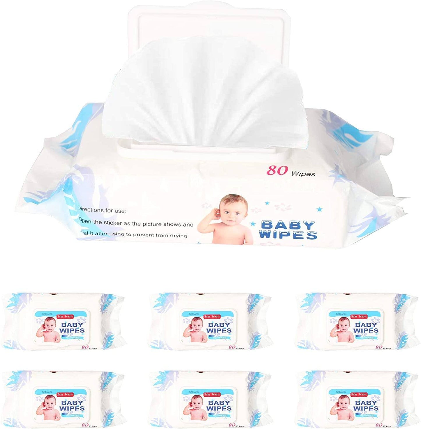 Soft Cleaning Best Baby Natural Wet Wipes, 6 Packs, 480 Wipes